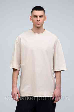 Футболка оверсайз RAY OVERSIZE мужская бежевая (U0104M-Cream) 2XL-3XL Киев