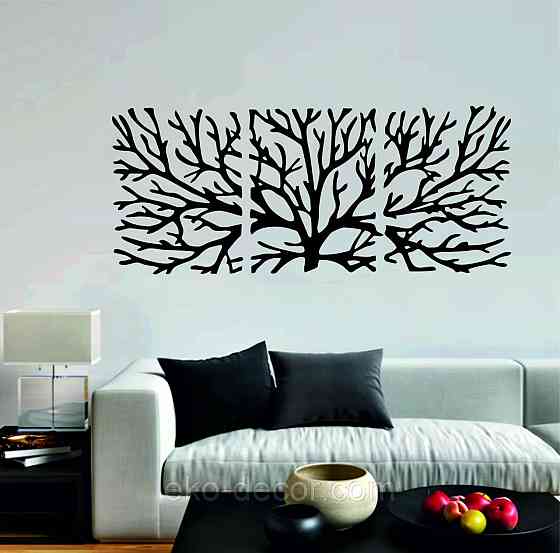 Декоративное настенное Панно «Дерево» Декор на стену 70*160 см, Черный Киев