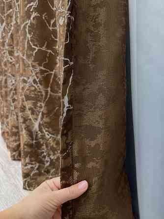 Комплект готових штор VR-Textil Льон мармур Royal Touch № 2001ш Коричневий 200х270 см 2 шт (32-477) Київ