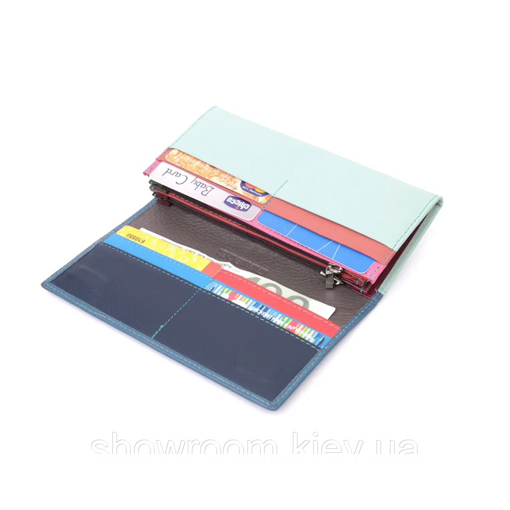 Женский кожаный кошелек на магните (140) голубой Киев - изображение 4