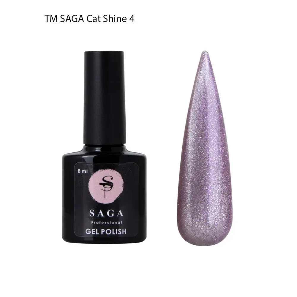 Гель лак кошачий глаз хрустальная кошка №4 Saga Cat Shine Silver 8ml Киев - изображение 1