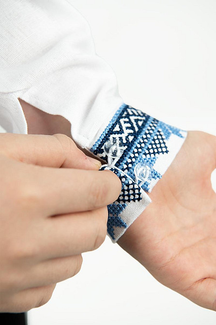 Вишиванка для хлопчиків, лляна, біла, топ Київ - фото 2