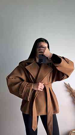 Стильний жіночий тренч-пальто з пальтової тканини без підкладки турецький кашемір моко Одеса