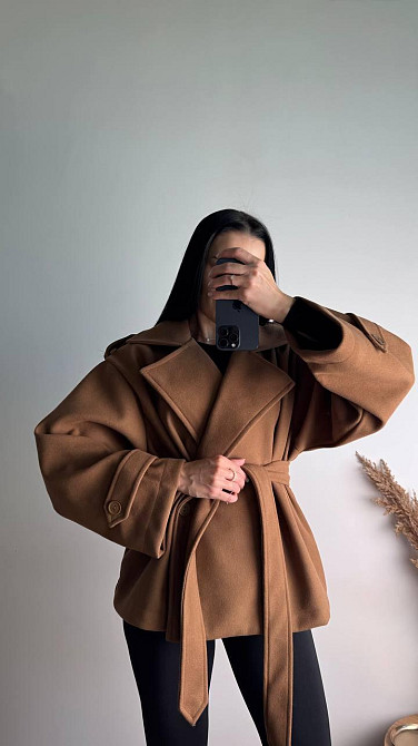 Стильний жіночий тренч-пальто з пальтової тканини без підкладки турецький кашемір моко Одеса - фото 6