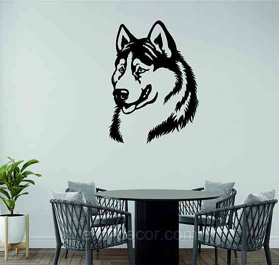 Декоративне настінне Панно «Хаскі», Декор на стіну 70*51 см, Чорний Київ