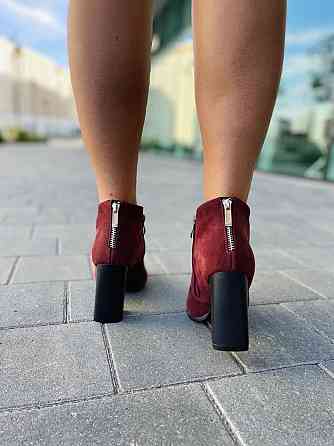 Женские ботинки 95з бордовые натуральная замша высота каблука 9см размер 37р. (1213) Коломия