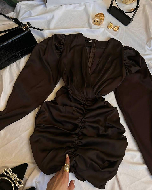 Женское элегантное привлекательное платье из шелка армании. Шоколад, 46/48 Одесса - изображение 5