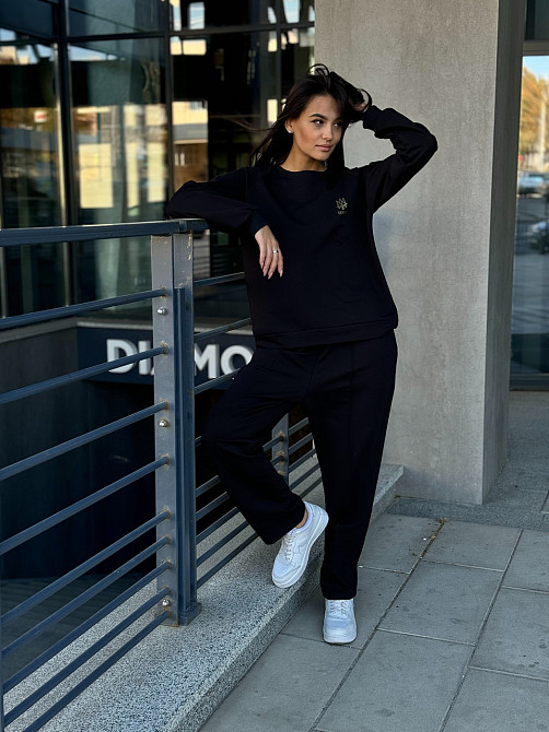 Свитшот женский Черный с тризубом Черный S Харьков - изображение 7