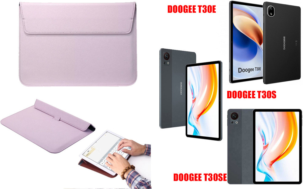 Чохол-конверт VitoCase для Doogee T30E, з функцією підставки для планшета Чорний Фіолетовий Київ - фото 1