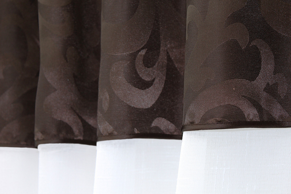 Кухонный комплект VR-Textil № 084к шторки с ламбрекеном белый с коричневым 270х170 см (52-0617) Киев - изображение 4