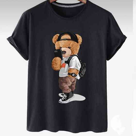 Футболка женская турецкий трикотаж 3D накат Черный Мишка Селфи Харьков