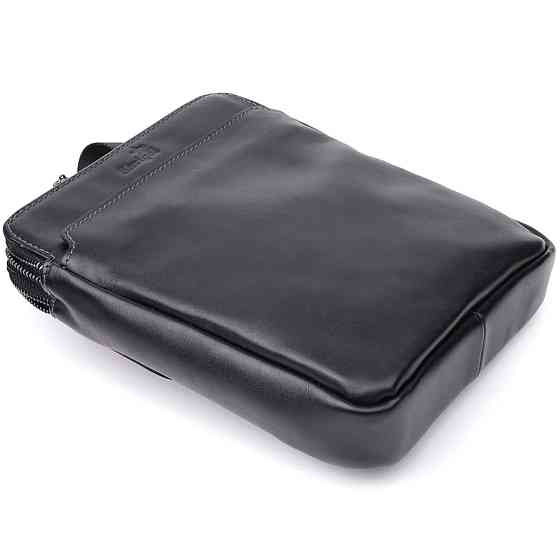 Красивая мужская сумка через плечо из гладкой натуральной кожи Shvigel 20871_1 Черный Киев