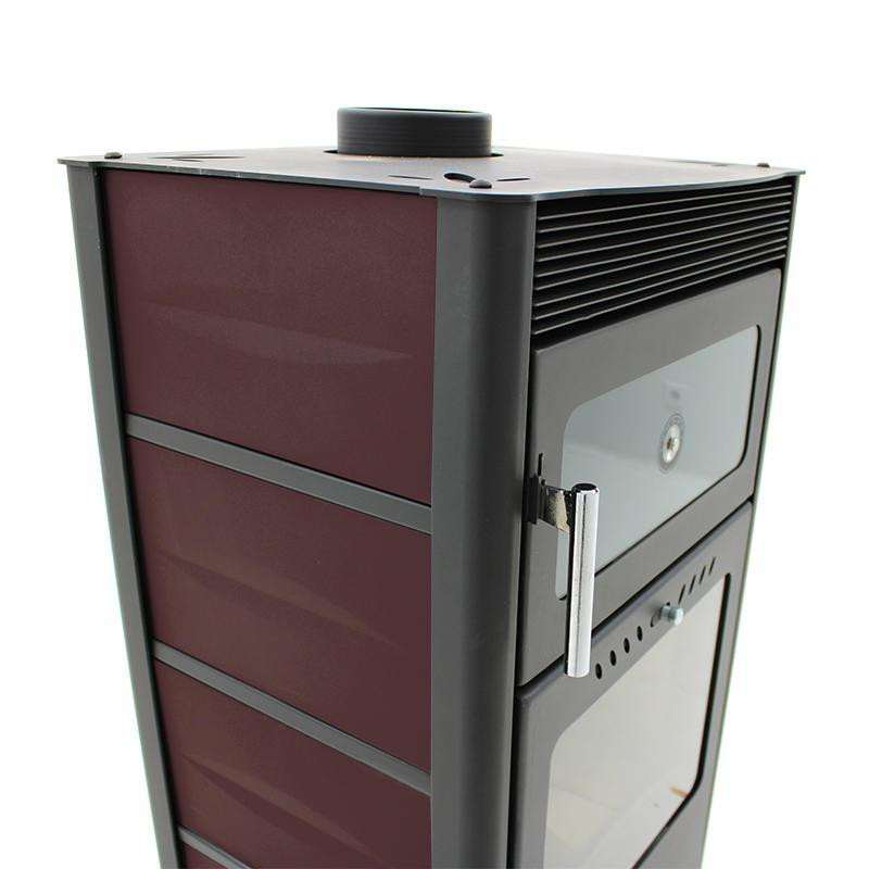 Печь-камин с духовкой Hosseven Rose Oven 10 кВт шамотная топка буржуйка на дровах со стеклом верхний дымоход Турция Тернополь - изображение 4