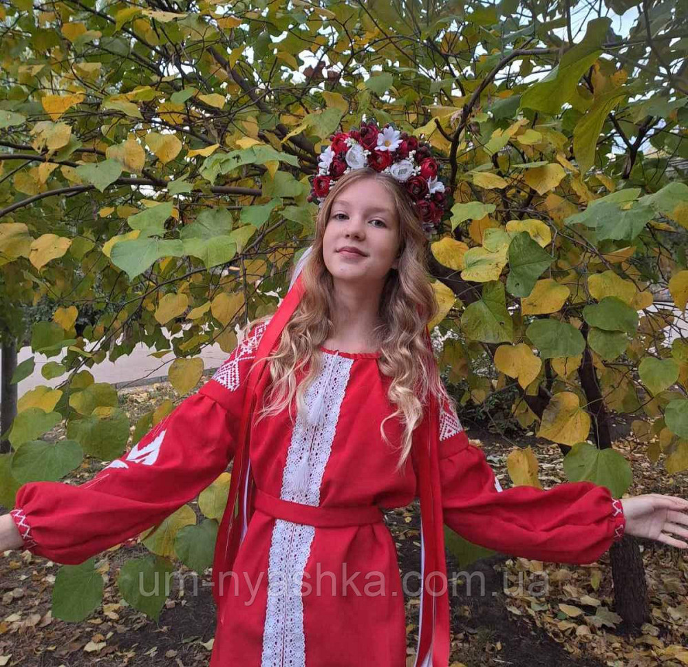 Віночок український вишневий сценічний зі стрічками Кривий Ріг - фото 2