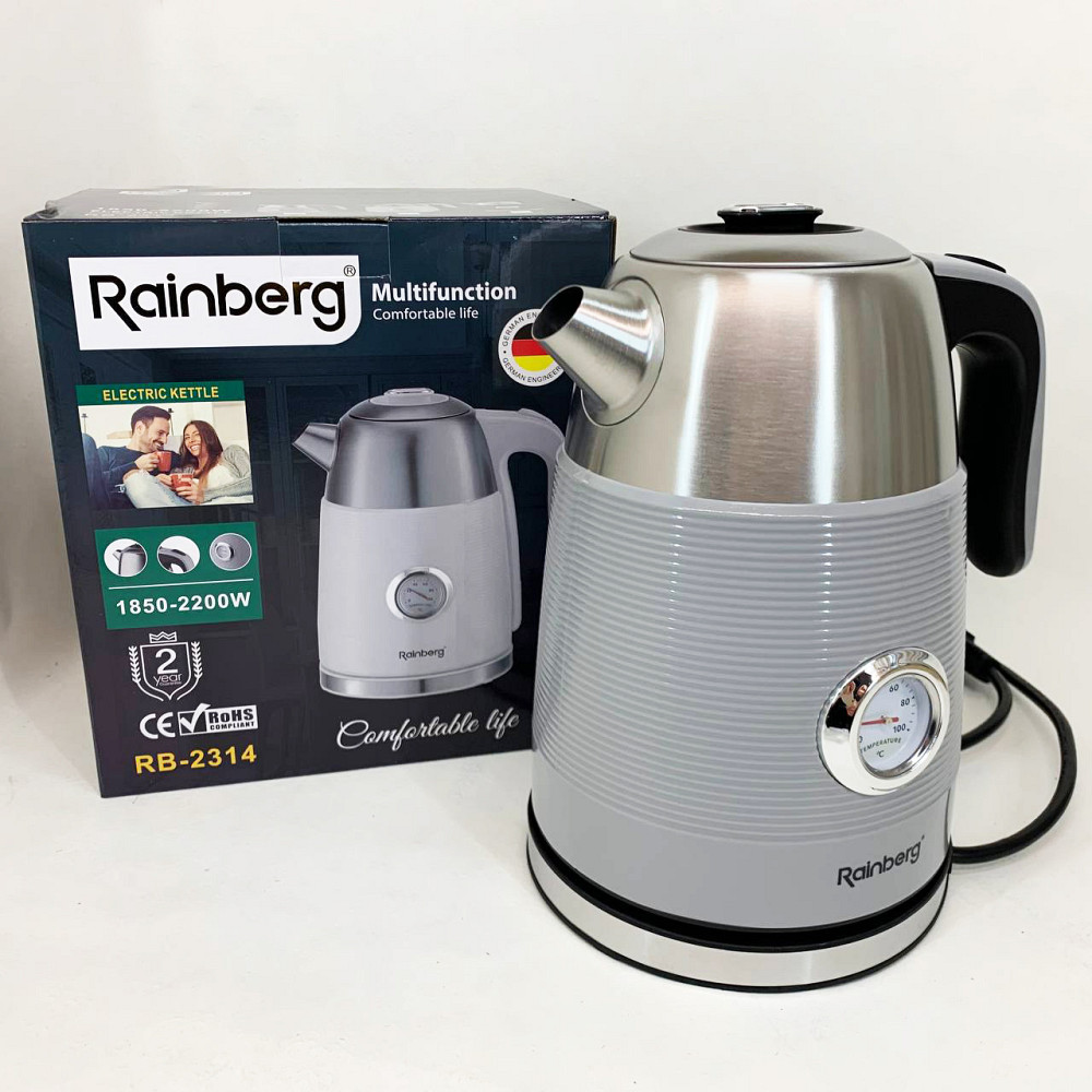 Чайник электрический с датчиком температуры Rainberg RB-2314 2200Вт 1.7л Gray JA-53 Львов - изображение 16