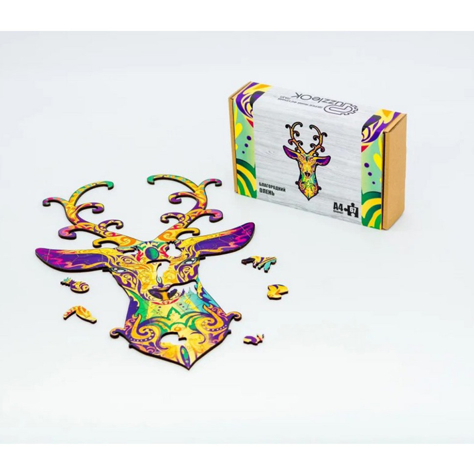 Фигурный деревянный пазл A4 Благородный Олень PuzA4-00731, 67 деталей Винница - изображение 2