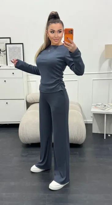 Костюм двійка — лонгслів з драпіруванням + брюки Одеса - фото 8