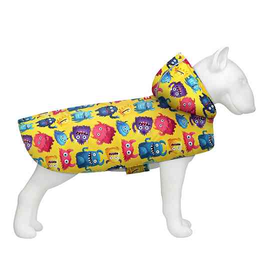 Дощовик-накидка з капюшоном для собак WAUDOG Clothes, малюнок "Мохнаті монстри", M, А 40-43 см, B 52-62 см, С 33-42 см Київ