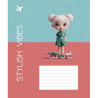 Тетрадь Школярик Stylish vibes 12 листов линия (012-3568L) Винница