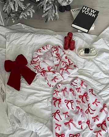 Женская стильная новогодняя пижама софт принт Одесса