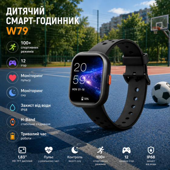 Детские смарт-часы W79, 1,83