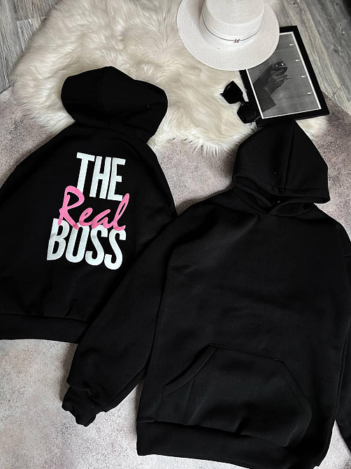 Парні теплі худі для закоханих з написом на спині тринитка на флісі Одеса - фото 6