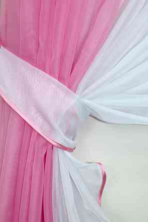 Кухонные шторки VR-Textil № 096к с подвязками розовый с белым 400х170 см (50-807) Киев