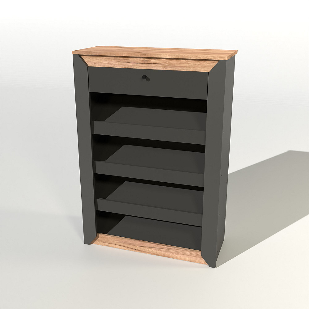 Тумба для обуви Эверест Нордик-800 80х32х113 см Графит + Дуб крафт золотой (DTM-5548) Львов - изображение 1