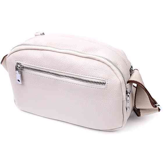 Елегантна сумка на два відділення з натуральної шкіри Vintage 22593 Білий Київ