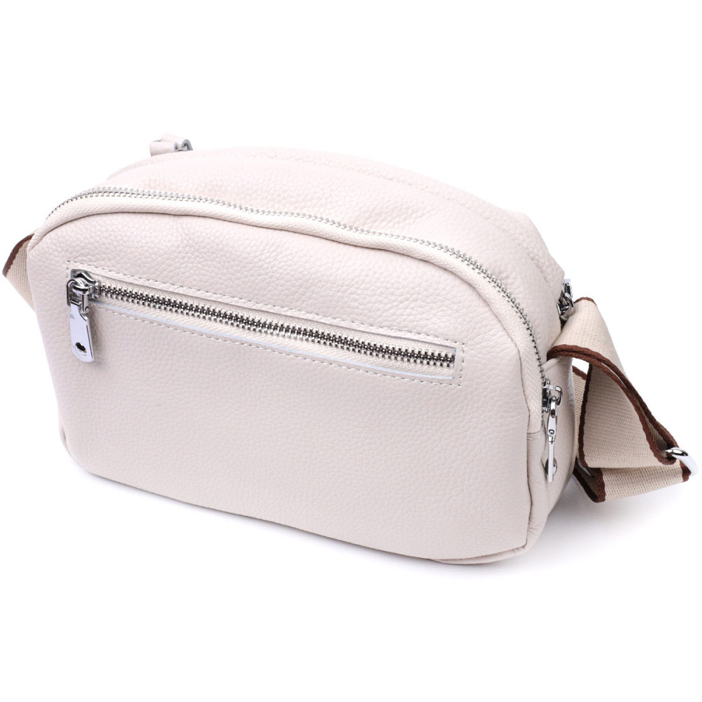 Елегантна сумка на два відділення з натуральної шкіри Vintage 22593 Білий Київ - фото 2