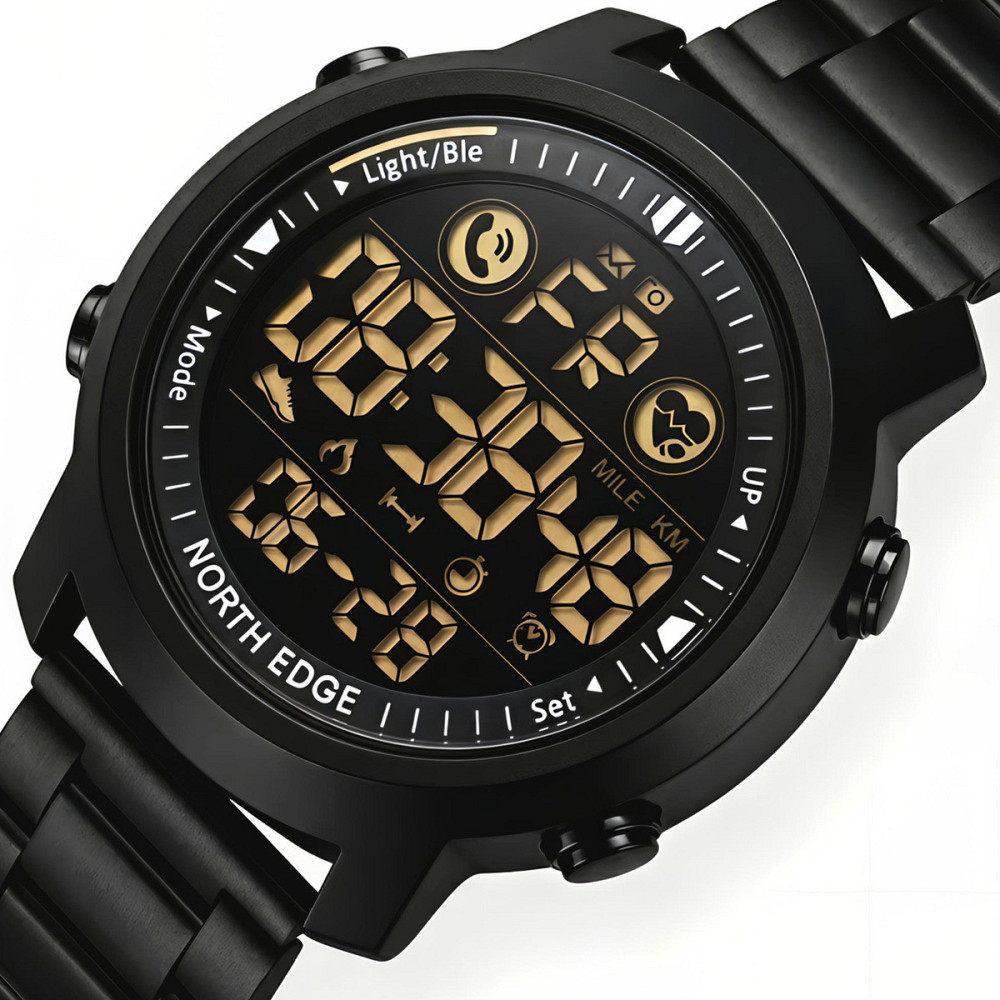 Годинник чоловічий водостійкий тактичний North Edge Laker Iron Edition (2 ремінці) Чорний Київ - фото 1