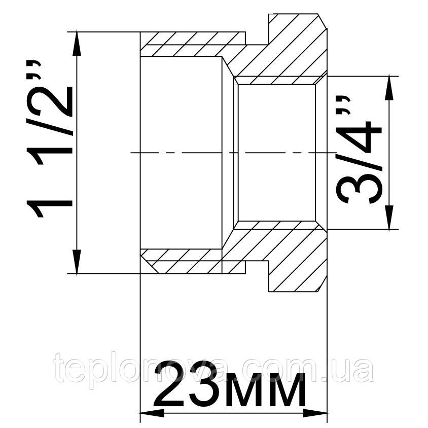 Футорка латунна 1 1/2| НР х 3/4| ВР литейна 724Б Чернівці - фото 4