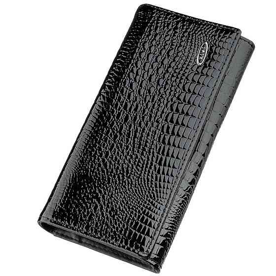 Кошелек женский из экокожи лаковый KIVI 19012 Черный Киев