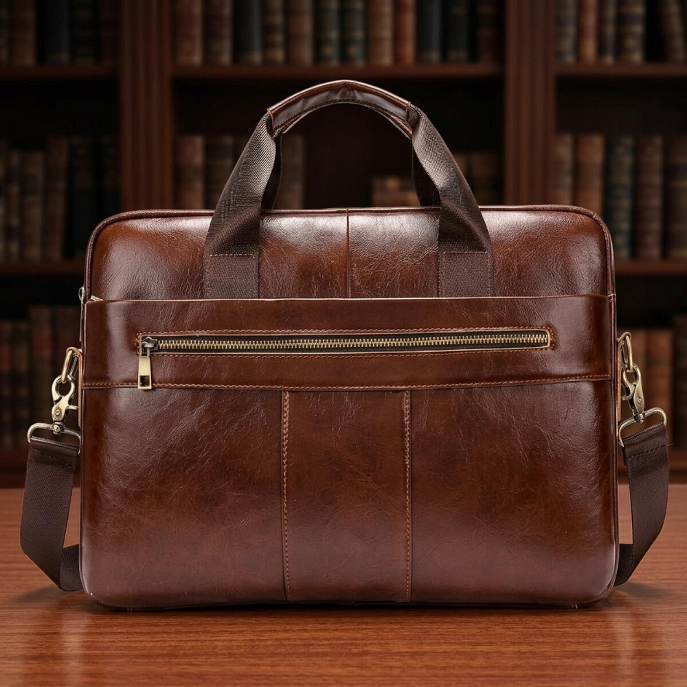 Деловая мужская сумка из зернистой кожи Vintage 14836 Коричневая Киев - изображение 10