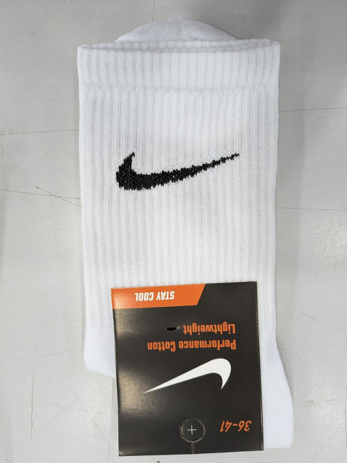 Набор высоких белых мужских хлопковых носков 3 штук Nike socks 4GQ 41-45 Киев - изображение 4