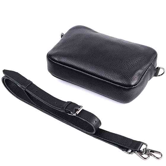 Класична сумка крос-боді із зернистої натуральної шкіри Shvigel 22842 Чорна Київ