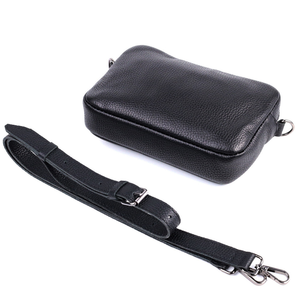 Класична сумка крос-боді із зернистої натуральної шкіри Shvigel 22842 Чорна Київ - фото 6