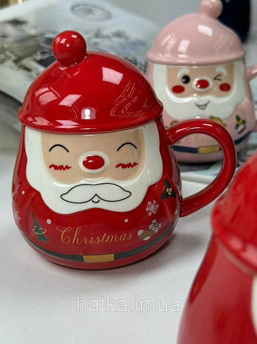 Кухоль з кришкою керамічний новорічний Olens "Різнянський помпон" 350 мл 102-1060 Київ - фото 7