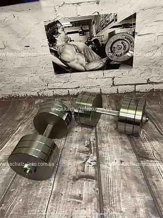Штанга W-подібна + гантелі металеві 2 по 26 кг Набір 58 кг Гантелі, гирі, штанги та диски набірні Київ
