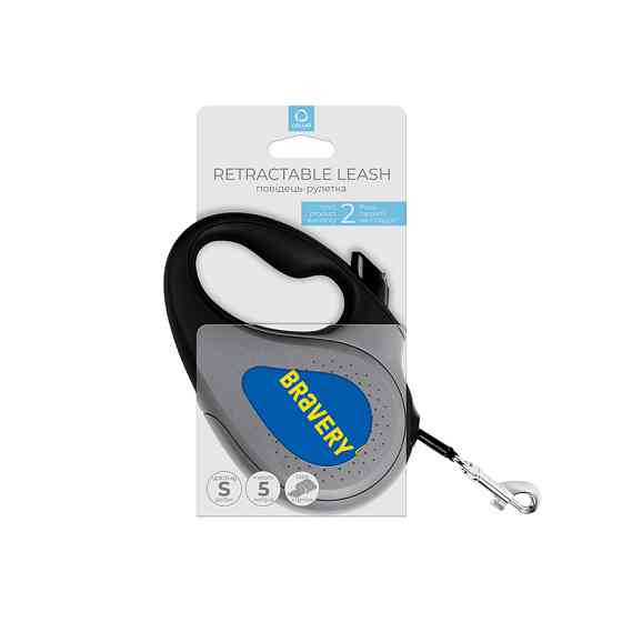 Повідець-рулетка для собак WAUDOG R-leash, малюнок "Сдрібність", S, до 15 кг, 5 м, світловідбивна стрічка чорний Вінниця