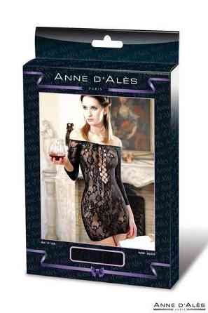 Сукня-сітка з декольте Anne De Ales FETISH DINNER Black M / L, оголене плече Sex Aura Київ
