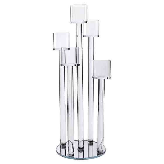 Підсвічник скляний на 5 свічок 20×56.5 см підсвічник декоративний прозорий на ніжці HP-4-16 Коломия