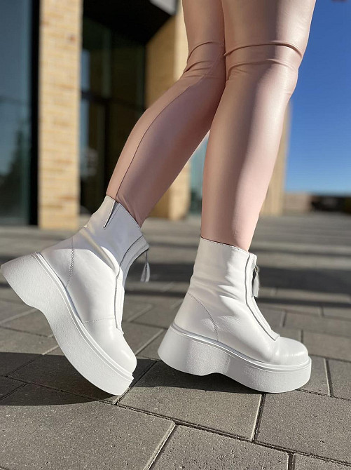 Черевики жіночі ARLEN білі натуральна шкіра зима висота 17см (4908) Коломыя - изображение 8