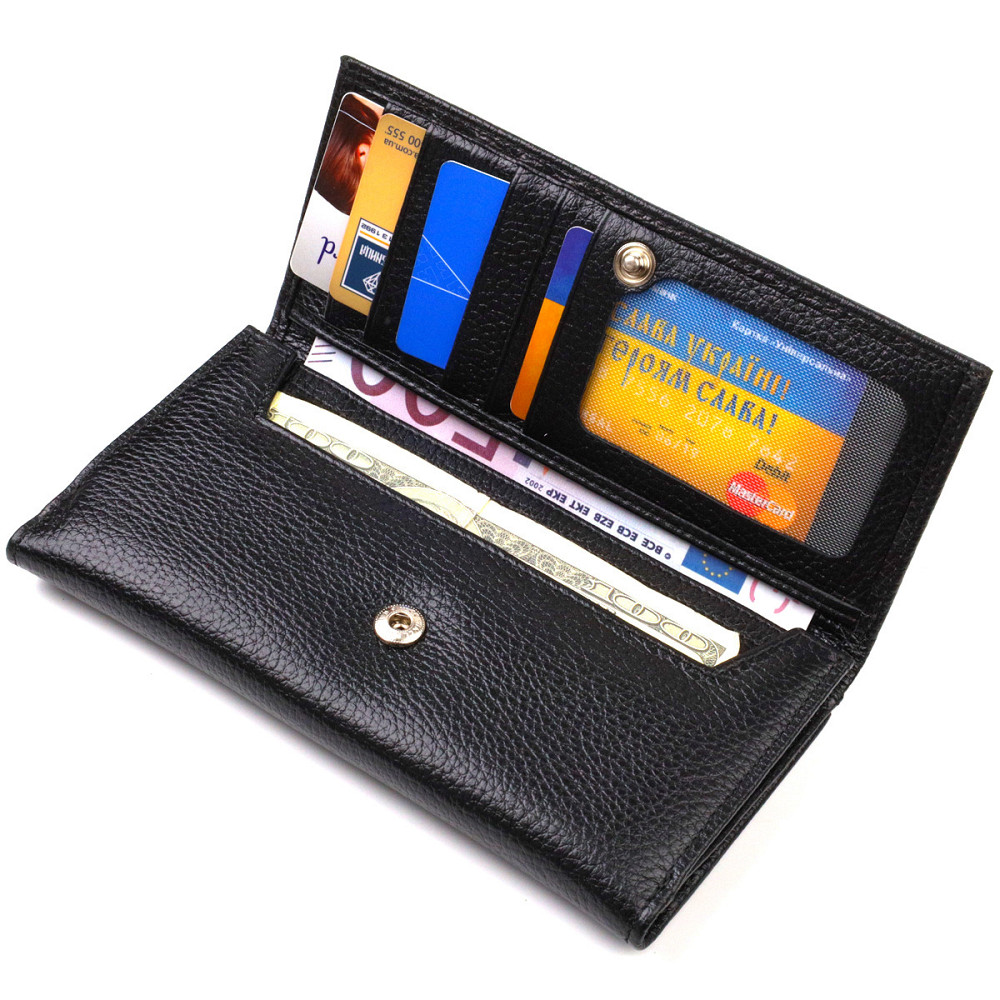 Унікальне портмоне унісекс з натуральної дрібнозернистої шкіри CANPELLINI 21856 Чорне Київ - фото 5