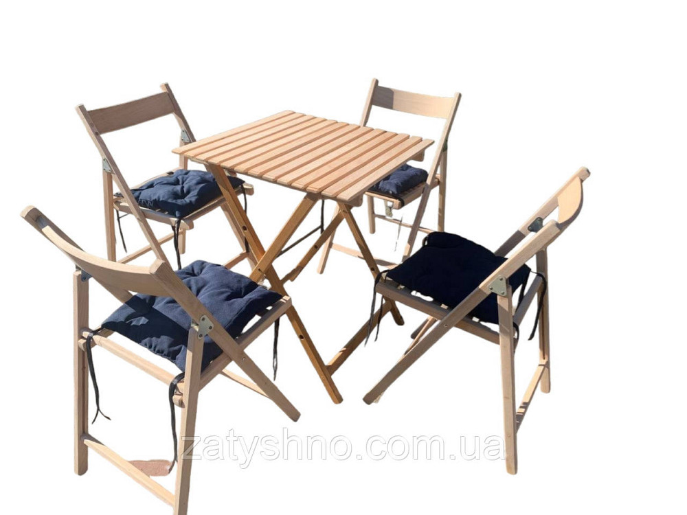 Мебель деревянная из бука с 4 стульями и накидками Киев - изображение 2