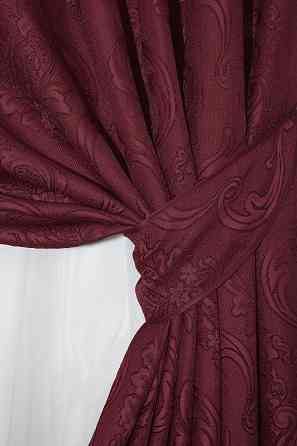 Комплект готовых штор VR-Textil Лен Корона № 1246ш Бордовый 150х270 см 2 шт (33-0079) Киев