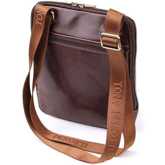 Стильна чоловіча сумка через плече з гладкої натуральної шкіри Tony Perotti 20854_1 (9137-20 moro) Коричневий Київ