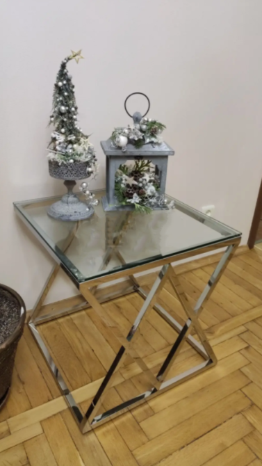 Журнальний столик ZEGNA B прозоре скло/срібло 55X55 Киев - изображение 2