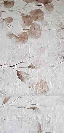 Обои виниловые на флизелине Rasch County Living метровые листья ветки цветы прованс коричневые серые на белом Киев