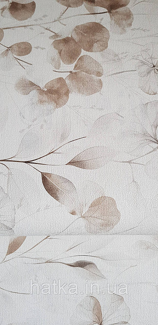 Обои виниловые на флизелине Rasch County Living метровые листья ветки цветы прованс коричневые серые на белом Киев - изображение 1